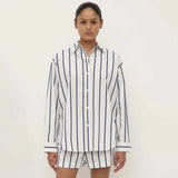 Nara Stripe Long Sleeve Shirt White/True Navy