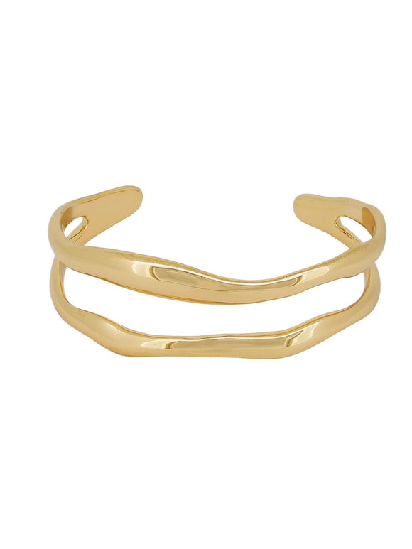 Gold Double Wave Cuff