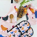 Oven Glove & Pot Holder Set Bright Hen