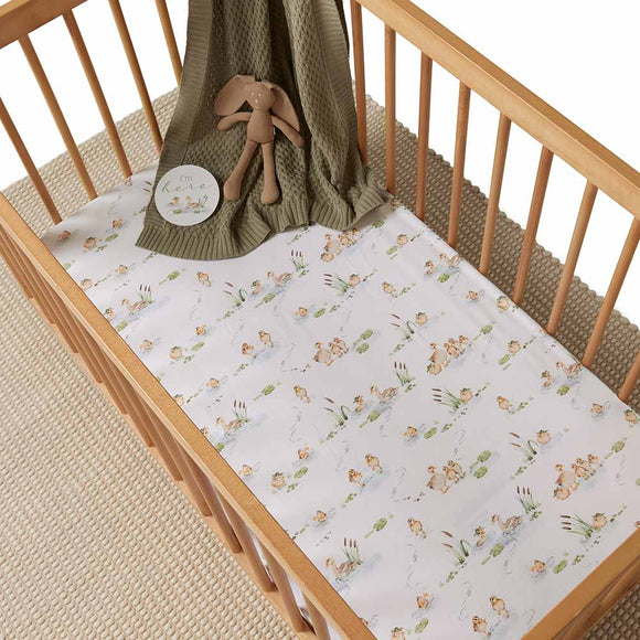 Duck Pond Organic Fitted Cot Sheet