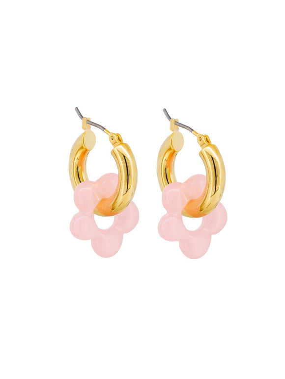 Gold Pink Spinning Flower Hoops