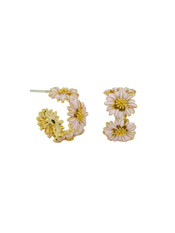 Pink Daisy Chain Hoops