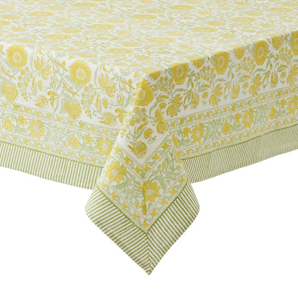 Marigold Cotton Block Tablecloth 150x220cm