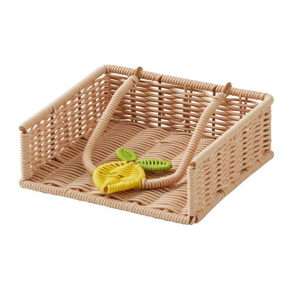 Citron Woven Napkin Holder 18x18x6cm Yellow