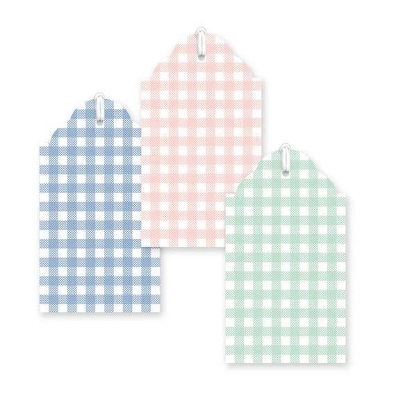 Gingham Pastel Trio Gift Tag Pack of 6