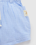 Crinkle Cotton Shorts Carribean