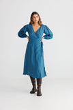 Amor Wrap Dress Blue Steel