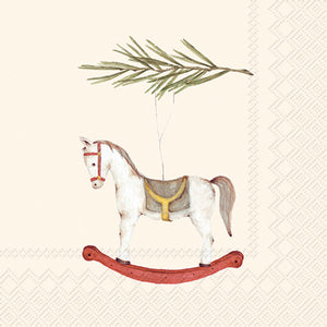 Xmas Lunch Napkins Charming Horse Cream