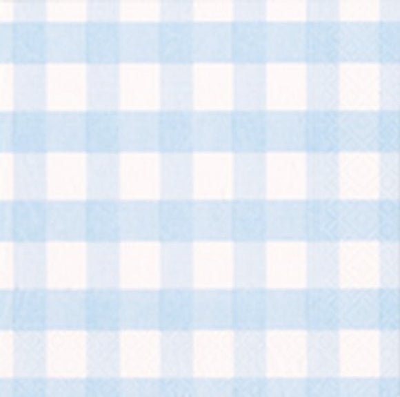 Gingham Light Blue Cocktail Napkins