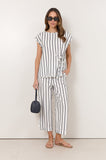 Lyndon Crop Pant Navy Stripe