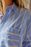Peta Oversized Shirt Bay Blue Butter Yellow Stripe