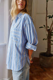 Peta Oversized Shirt Bay Blue Butter Yellow Stripe