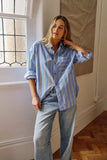 Peta Oversized Shirt Bay Blue Butter Yellow Stripe