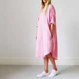 Willow Linen Dress Peony Pink
