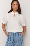 Sandra Short Sleeve Linen Top White