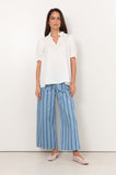 Sandra Short Sleeve Linen Top White
