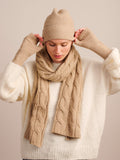 Latte Recycled Cable Knit Scarf