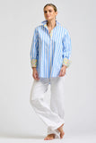 Elodie Trim Floral - Pale Blue Stripe With Floral Trim