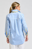 Elodie Trim Floral - Pale Blue Stripe With Floral Trim