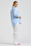 Elodie Trim Floral - Pale Blue Stripe With Floral Trim
