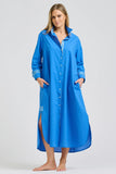 Pia Longline Shirtdress - Bright Blue