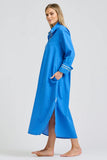 Pia Longline Shirtdress - Bright Blue