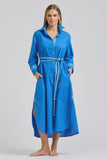 Pia Longline Shirtdress - Bright Blue