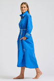 Pia Longline Shirtdress - Bright Blue