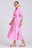 The Adele Shirtdress Double Pink Stripe