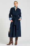 The Amelie Shirt Dress - French Navy Pincord with Paisley Trim