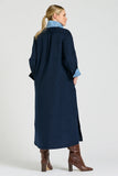 The Amelie Shirt Dress - French Navy Pincord with Paisley Trim