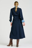 The Amelie Shirt Dress - French Navy Pincord with Paisley Trim