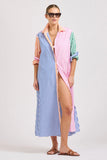 The Luna Oversized Long Shirtdress Bright Stripe