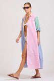 The Luna Oversized Long Shirtdress Bright Stripe