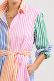 The Luna Oversized Long Shirtdress Bright Stripe