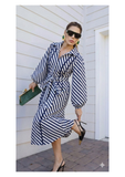 Sienna Dress- Navy White Stripe