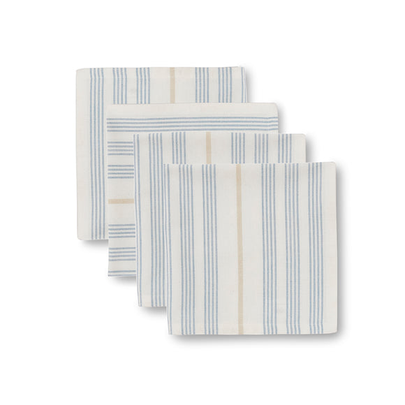 Noosa Blue/ Taupe Stripe Napkin Set 4