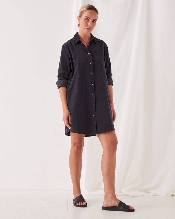 Ana Cord Shirt Dress True Navy