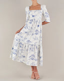 Blue Willow Linen Maxi Blue Multi Print