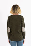 Khaki Crew Neck Swing Knit with K & M Patches