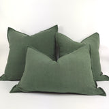 Reims Stonewashed Heavy Weight French Linen Cushion Feather Filled 60cm - Forest Green