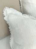Chartres Heavyweight French Linen Cushion 55cm Feather Filled - White