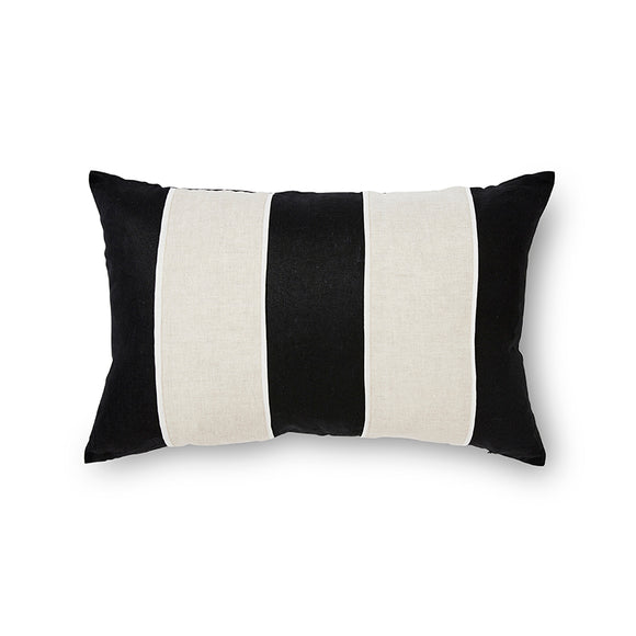 Riley Black/ Linen Patch Cushion 40x60cm
