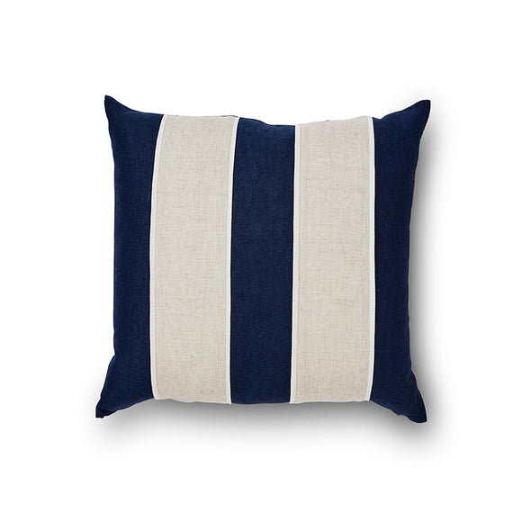 Riley Navy/ Linen Patch Cushion 55cm