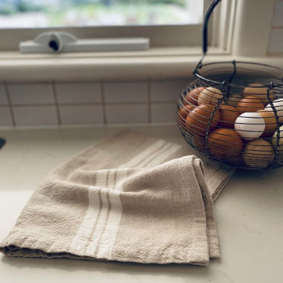 Cream Stripe Tea Towels Set of 2