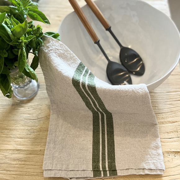 Olive Stripe Tea Towels Set of 2
