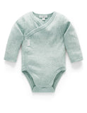 Pointelle Long Sleeve Wrap Bodysuit Fern Melange
