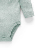Pointelle Long Sleeve Wrap Bodysuit Fern Melange