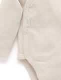 Pointelle Long Sleeve Wrap Bodysuit Wheat Melange