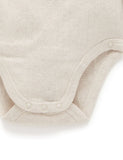 Pointelle Long Sleeve Wrap Bodysuit Wheat Melange